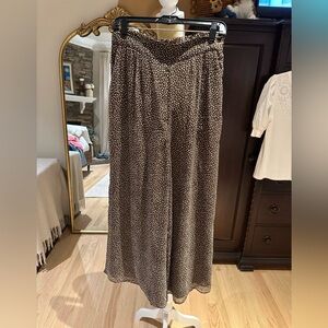 H&M Brown and Cream print wide leg flowy pants